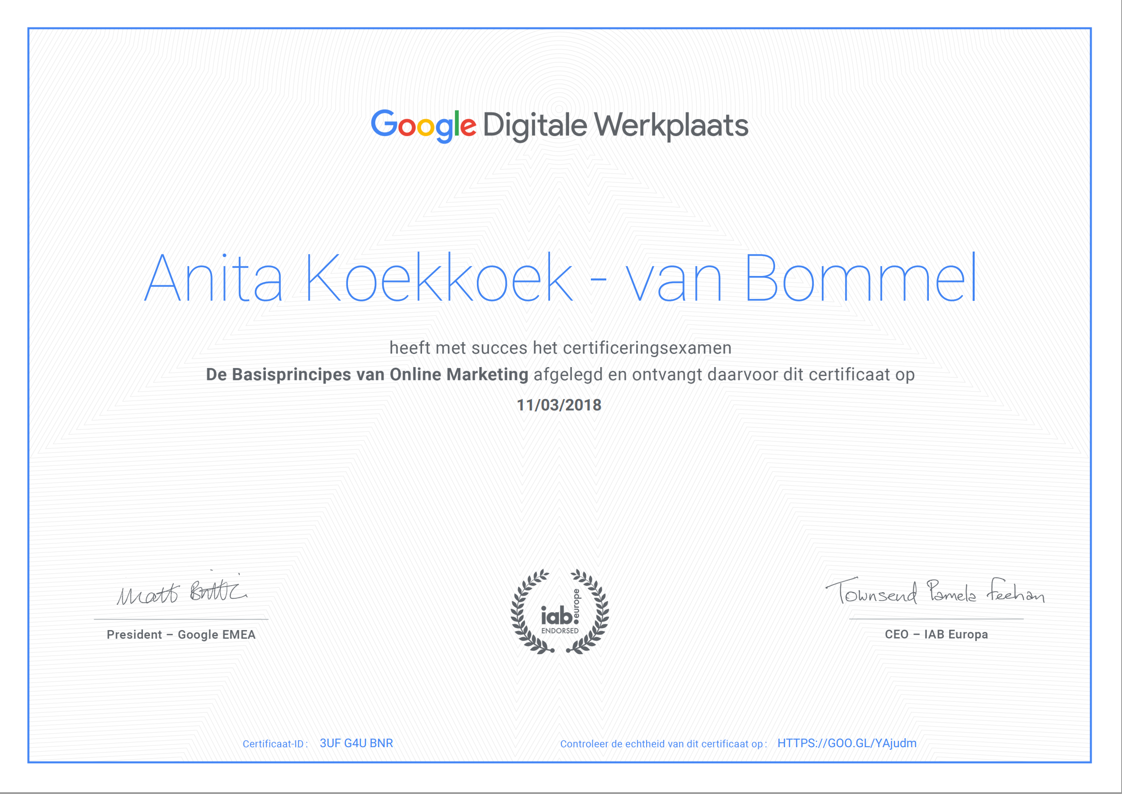Google certificaat